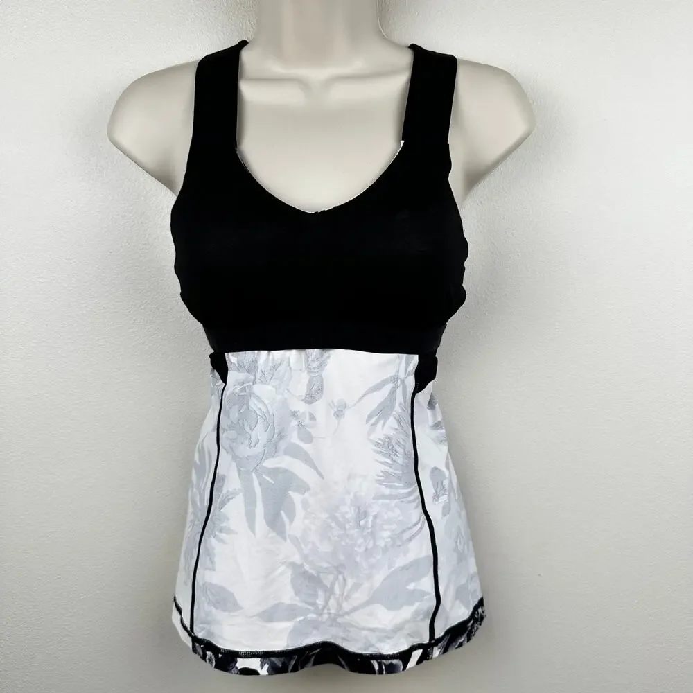 Lululemon Women's Lululemon Push Ur Limits Tank Brisk Bloom Black White Black 4